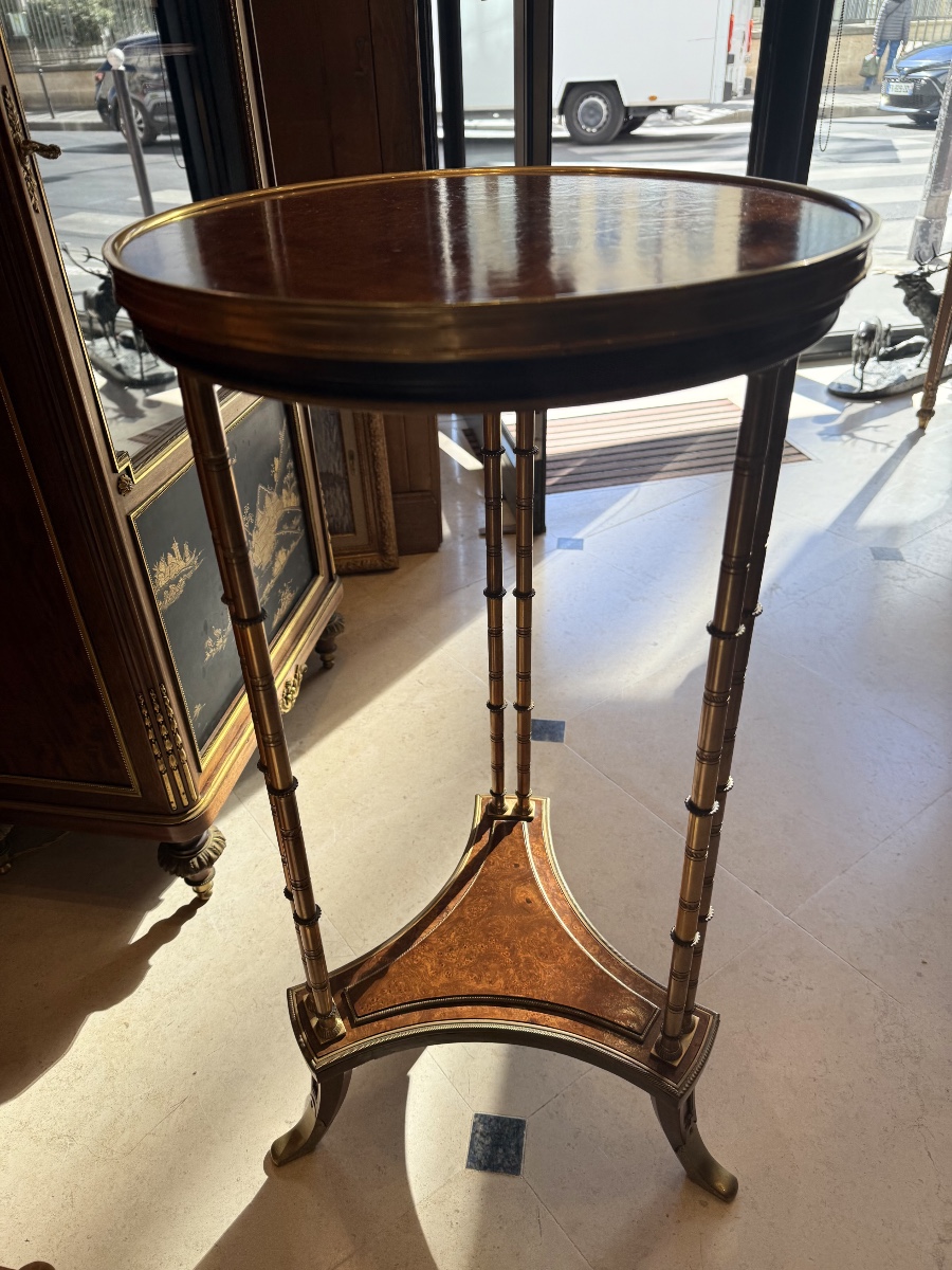 Cedar-veneered Pedestal Table, After A Model By Adam Weisweiler