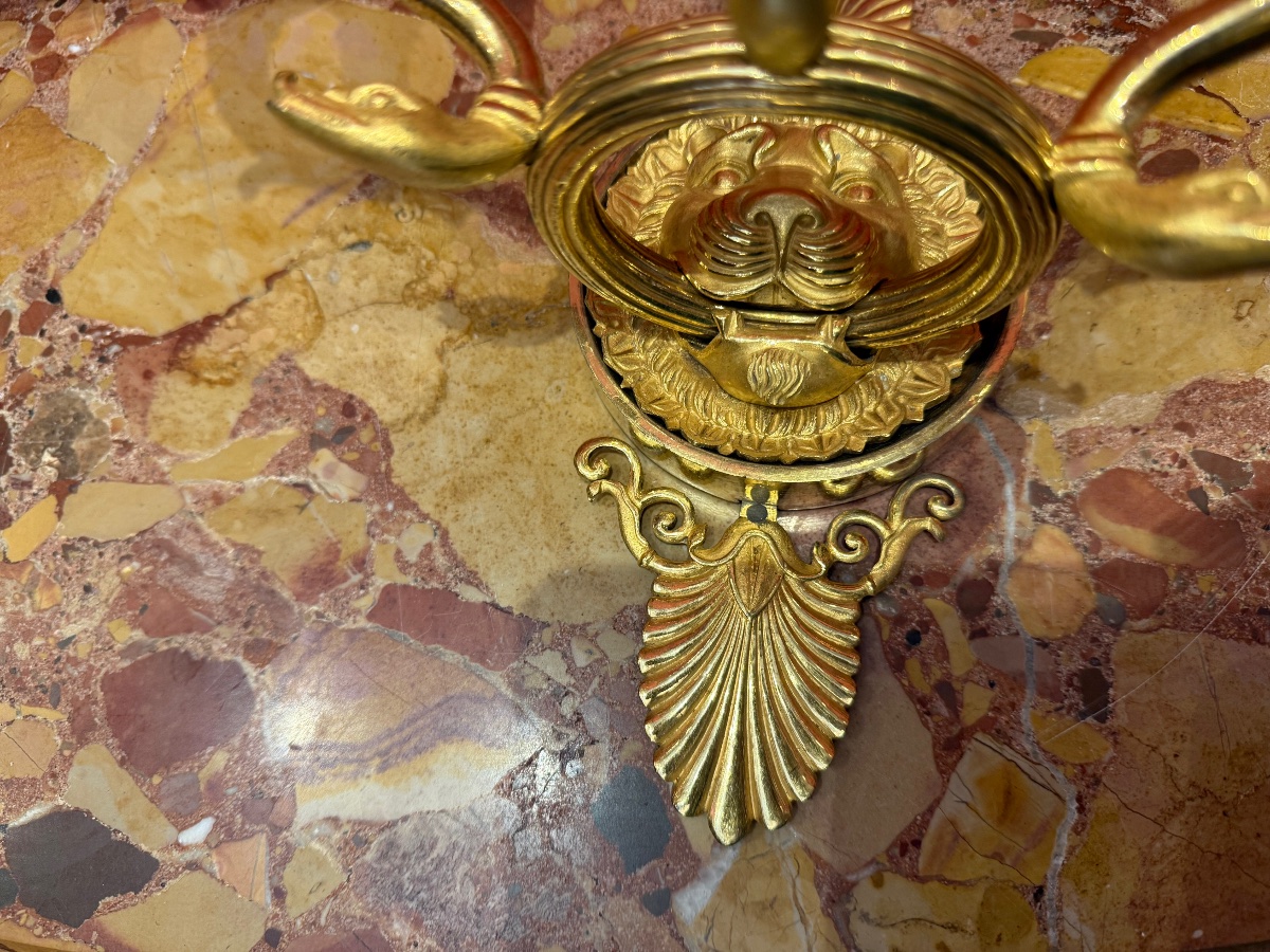 Paire d'appliques en bronze doré, époque Empire-photo-2