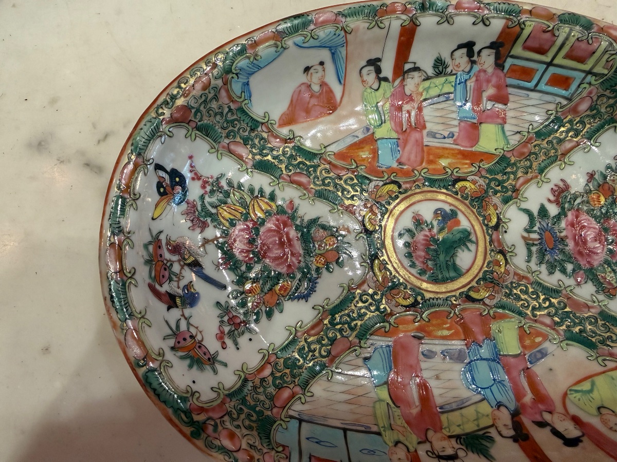 Plat ovale ,canton, Chine,  XIXème -photo-3
