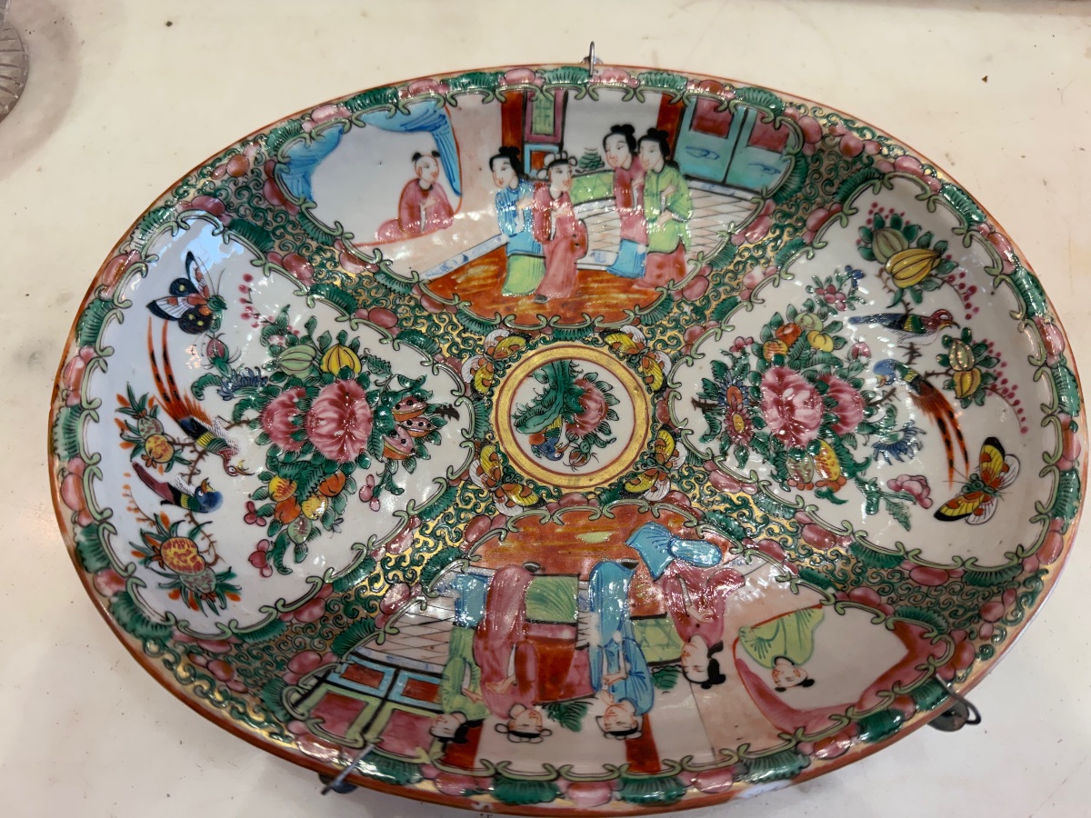 Plat ovale canton, Chine, XIXème 