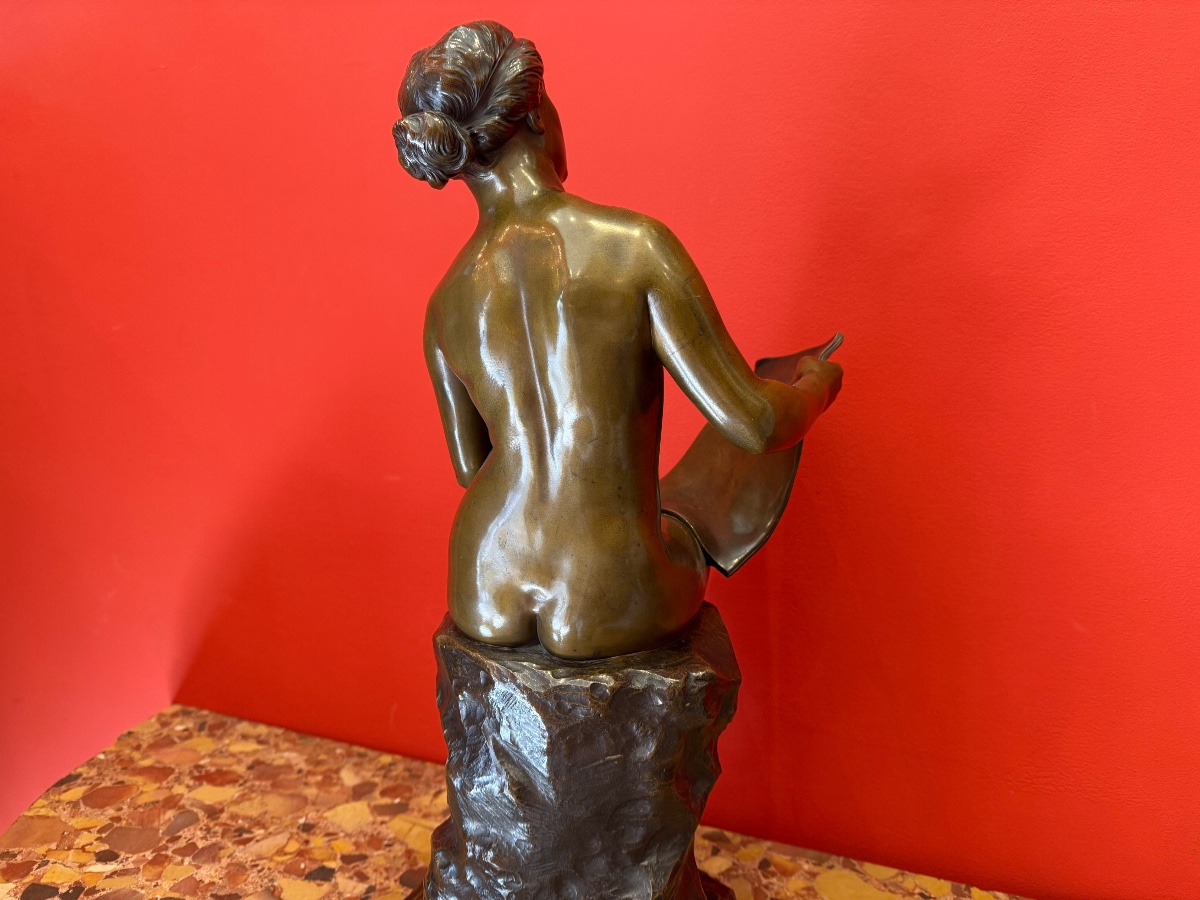 "the Song Of The Spring," Bronze, Georges Ernest Saulo, 19th Century -photo-4