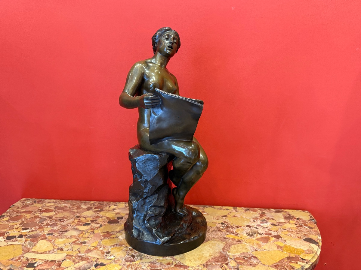 "the Song Of The Spring," Bronze, Georges Ernest Saulo, 19th Century 