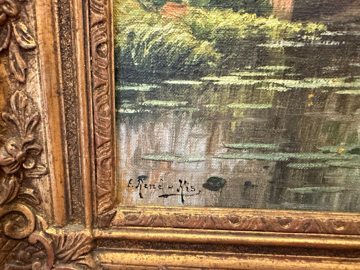 Oil Painting, Banks Of The Eure, René His, First Half Of The 20th Century -photo-2
