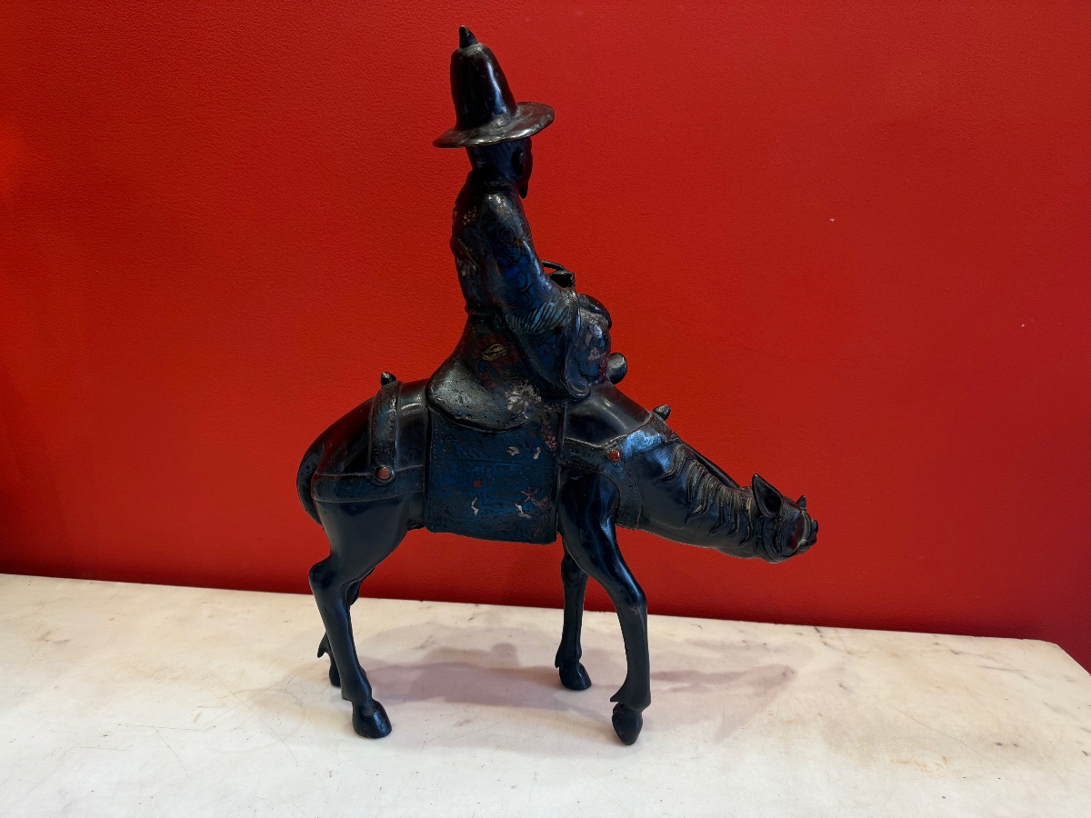 Statue Of Toba On His Mule, Bronze, 20th Century -photo-2