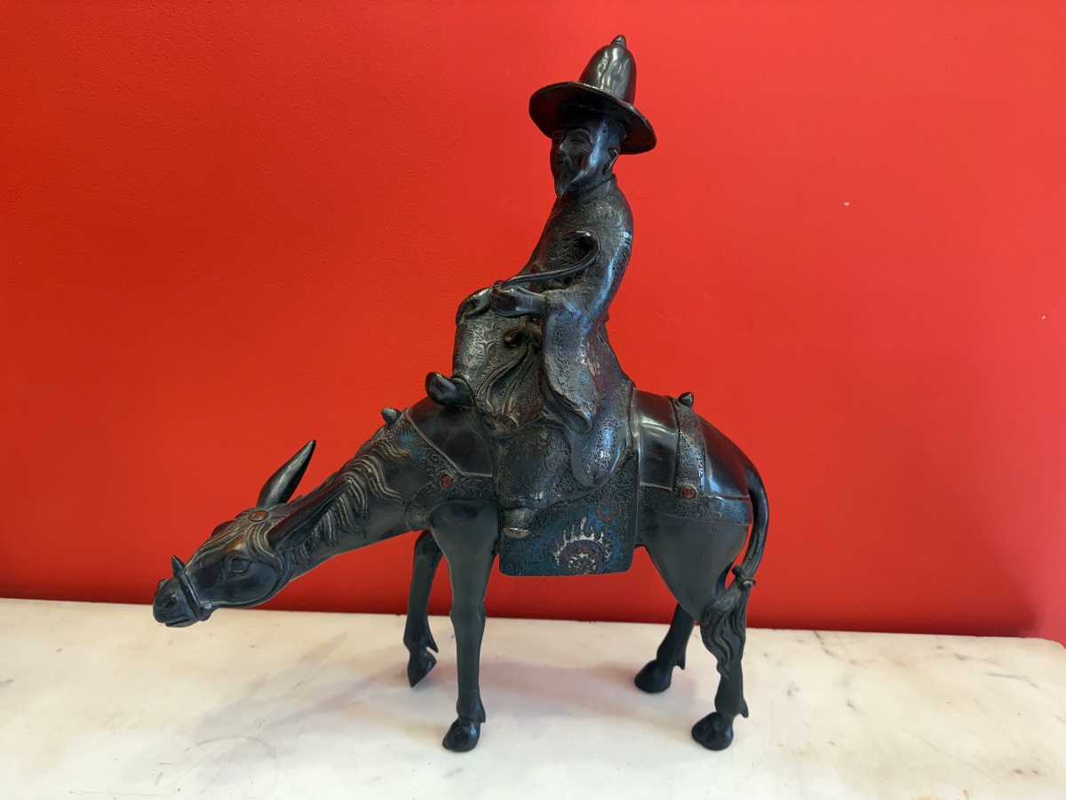 Statue Of Toba On His Mule, Bronze, 20th Century 
