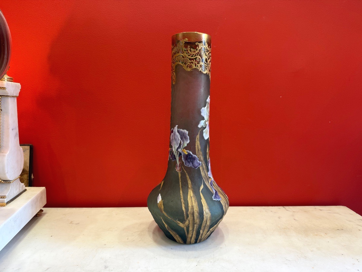 Important Vase Signed Montjoie (legras), 20th Century 