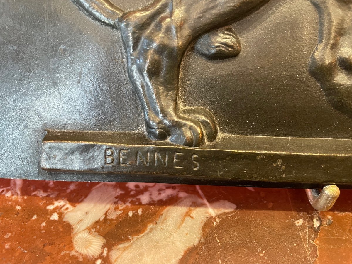Lion Bas-relief Bronze - Bennes-photo-2