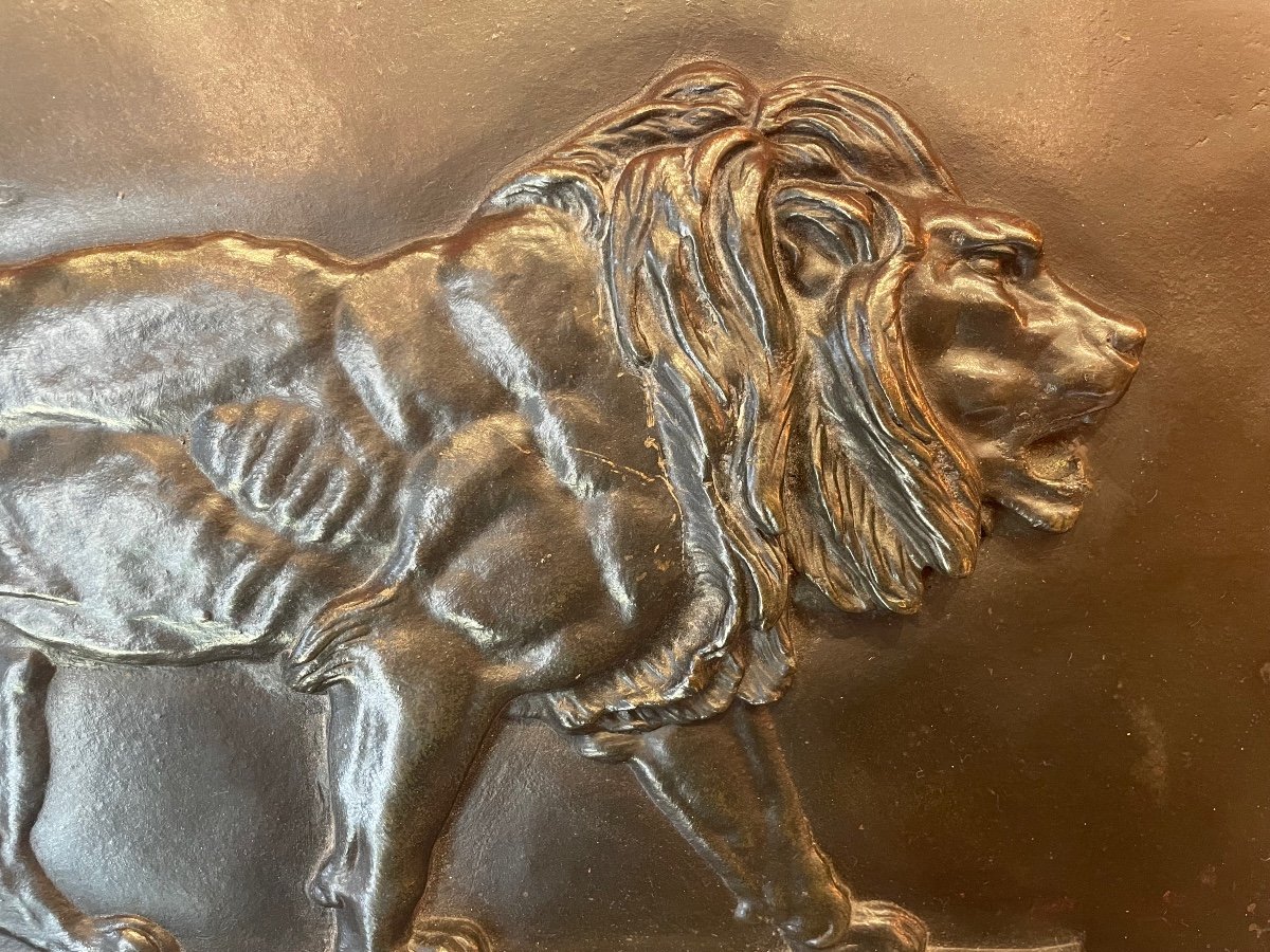 Lion Bas-relief Bronze - Bennes-photo-3