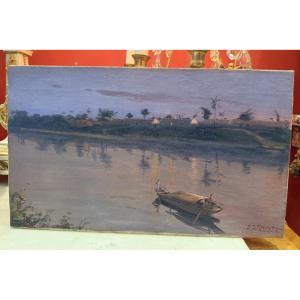 CRÉPUSCULE SUR LE FLEUVE ROUGE, JJ ROUSSEAU, 1903.