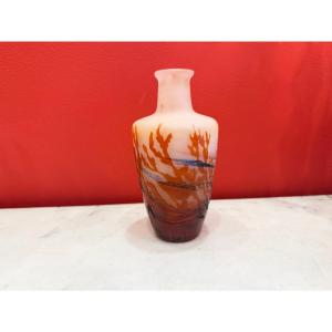 Petit vase d'algues et intercalaires, Gallé, XXème siècle