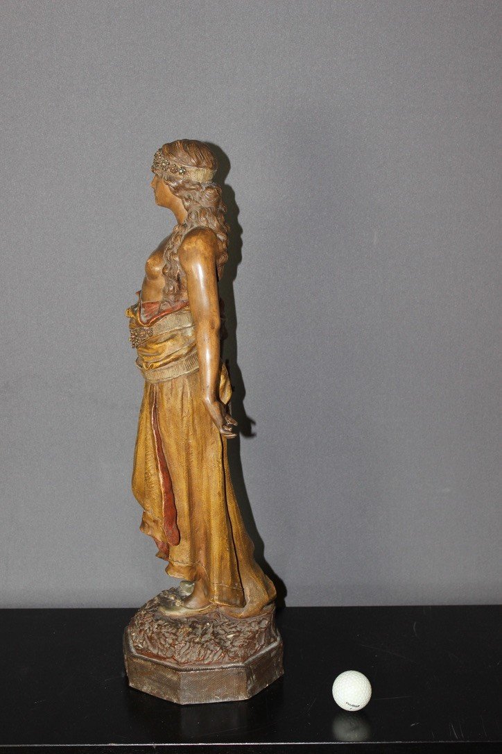 Terre cuite polychrome titrée "Judith " par Goldscheider vers 1900-photo-3