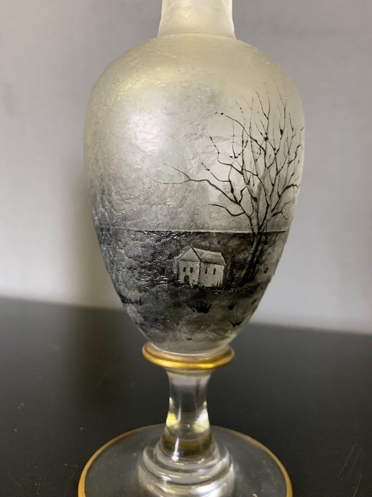 Soliflore Vase With Autumnal Decor In Grisaille Circa 1900-photo-3
