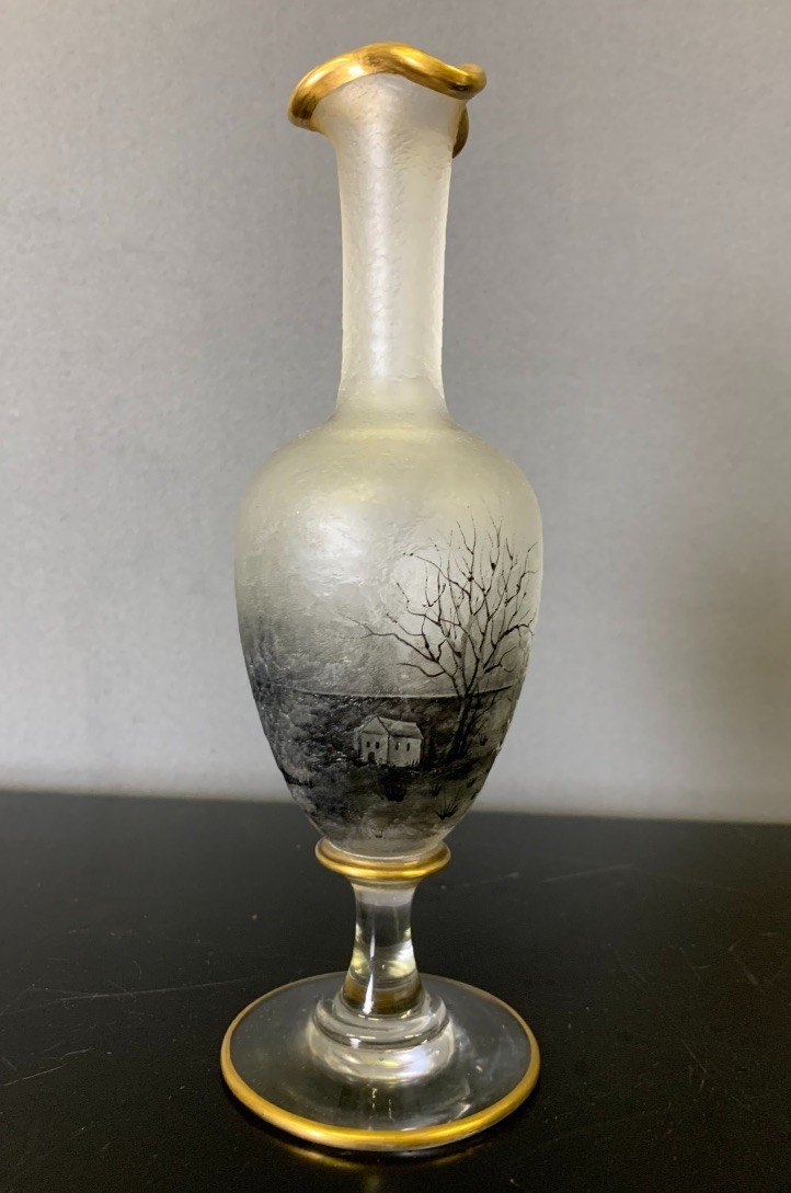 Soliflore Vase With Autumnal Decor In Grisaille Circa 1900-photo-6