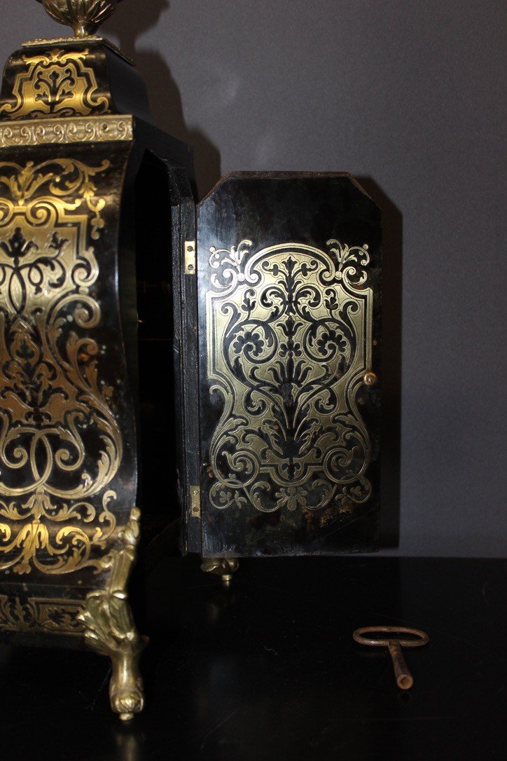 Louis XV Cartel In Tortoiseshell And Brass Marquetry Signed Lay Circa 1880-photo-5