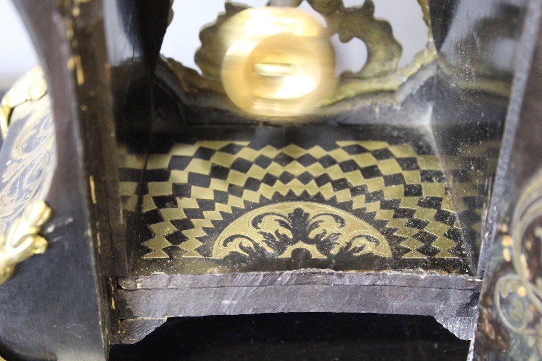 Louis XV Cartel In Tortoiseshell And Brass Marquetry Signed Lay Circa 1880-photo-7