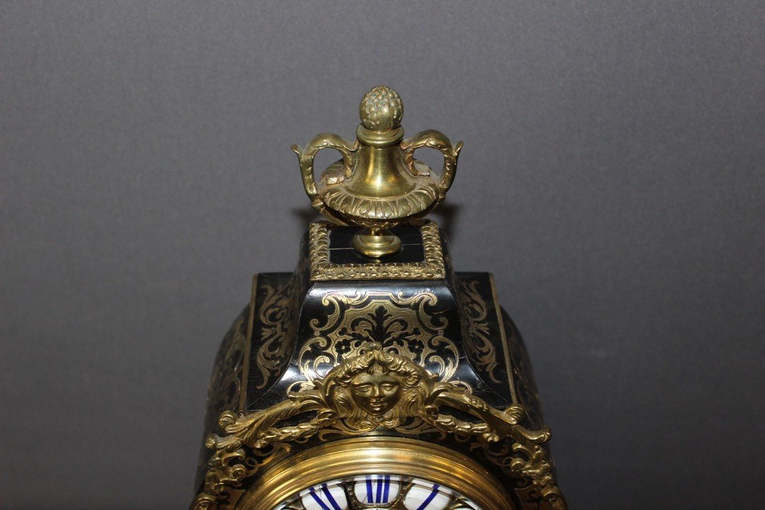 Louis XV Cartel In Tortoiseshell And Brass Marquetry Signed Lay Circa 1880-photo-8