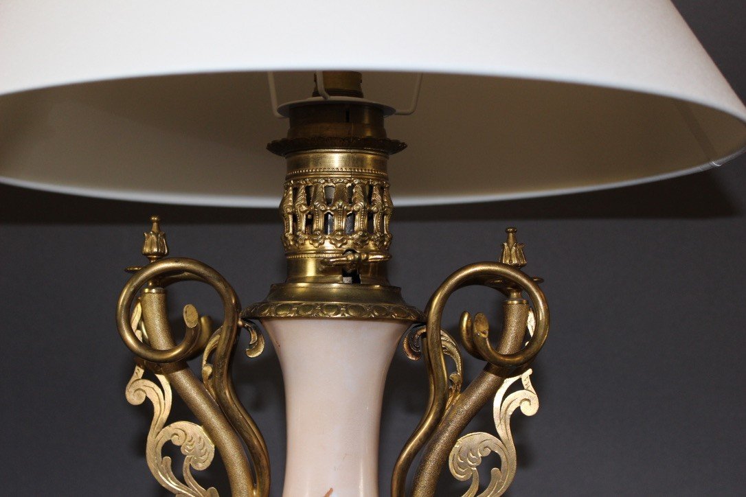 Pair Of Napoleon III Lamps In Opaline And Gilt Bronze-photo-2