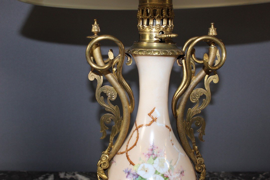Pair Of Napoleon III Lamps In Opaline And Gilt Bronze-photo-3