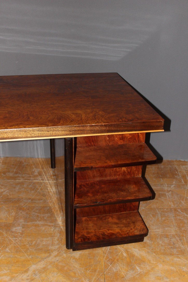Bureau Plat d'époque Art Déco En Palissandre Vers 1930-photo-2