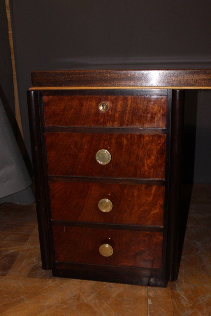 Bureau Plat d'époque Art Déco En Palissandre Vers 1930-photo-6
