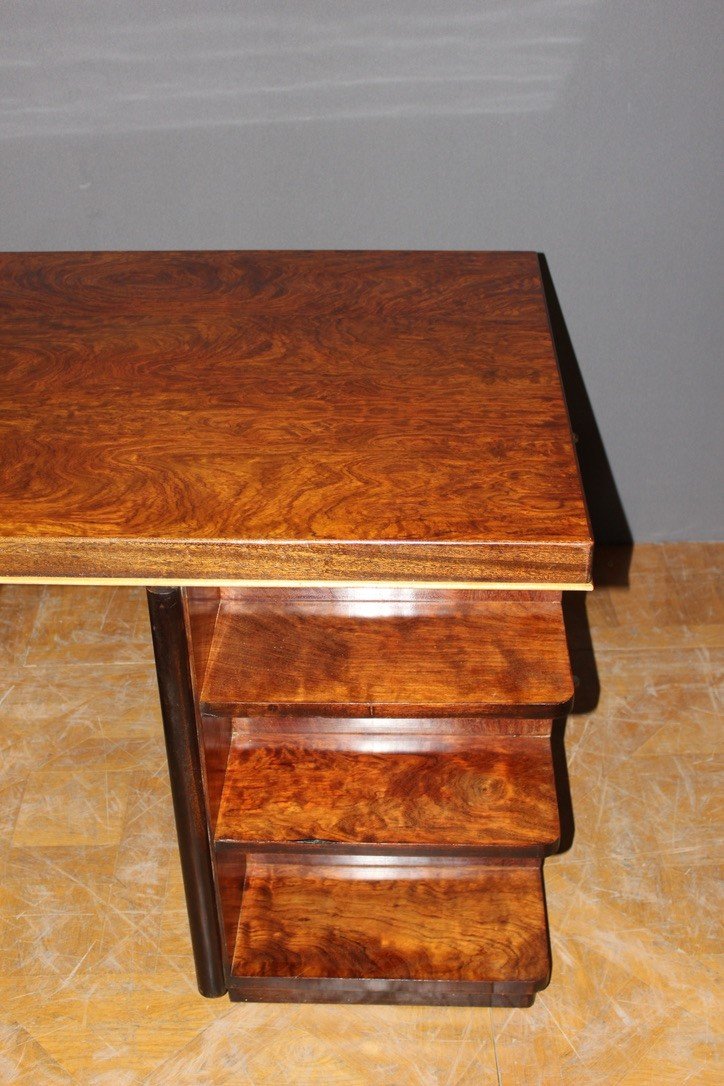 Bureau Plat d'époque Art Déco En Palissandre Vers 1930-photo-7