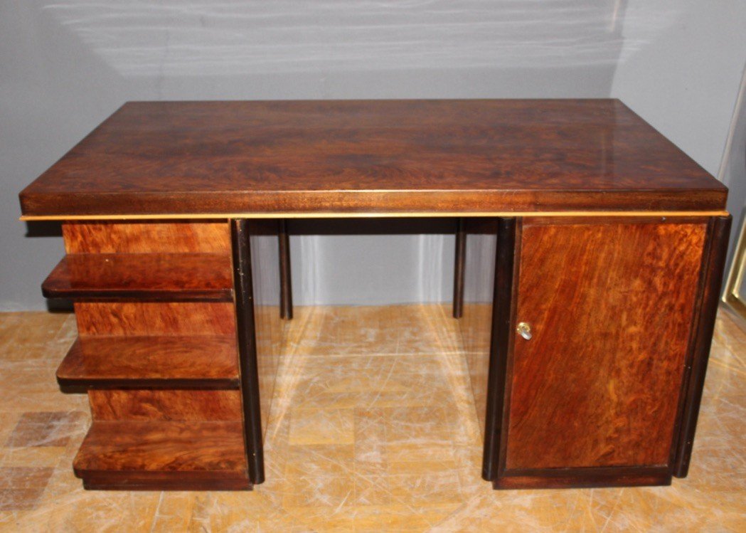 Bureau Plat d'époque Art Déco En Palissandre Vers 1930-photo-8