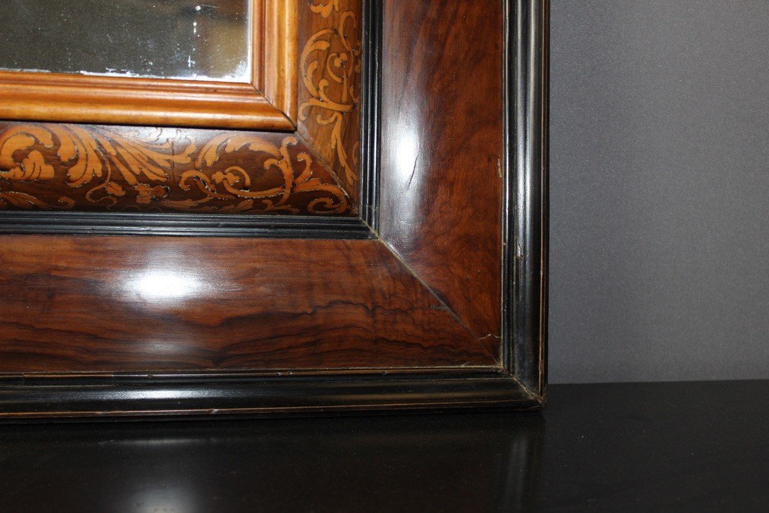 Louis XIII Mirror In Walnut Marquetry And Light Wood XVII-photo-4