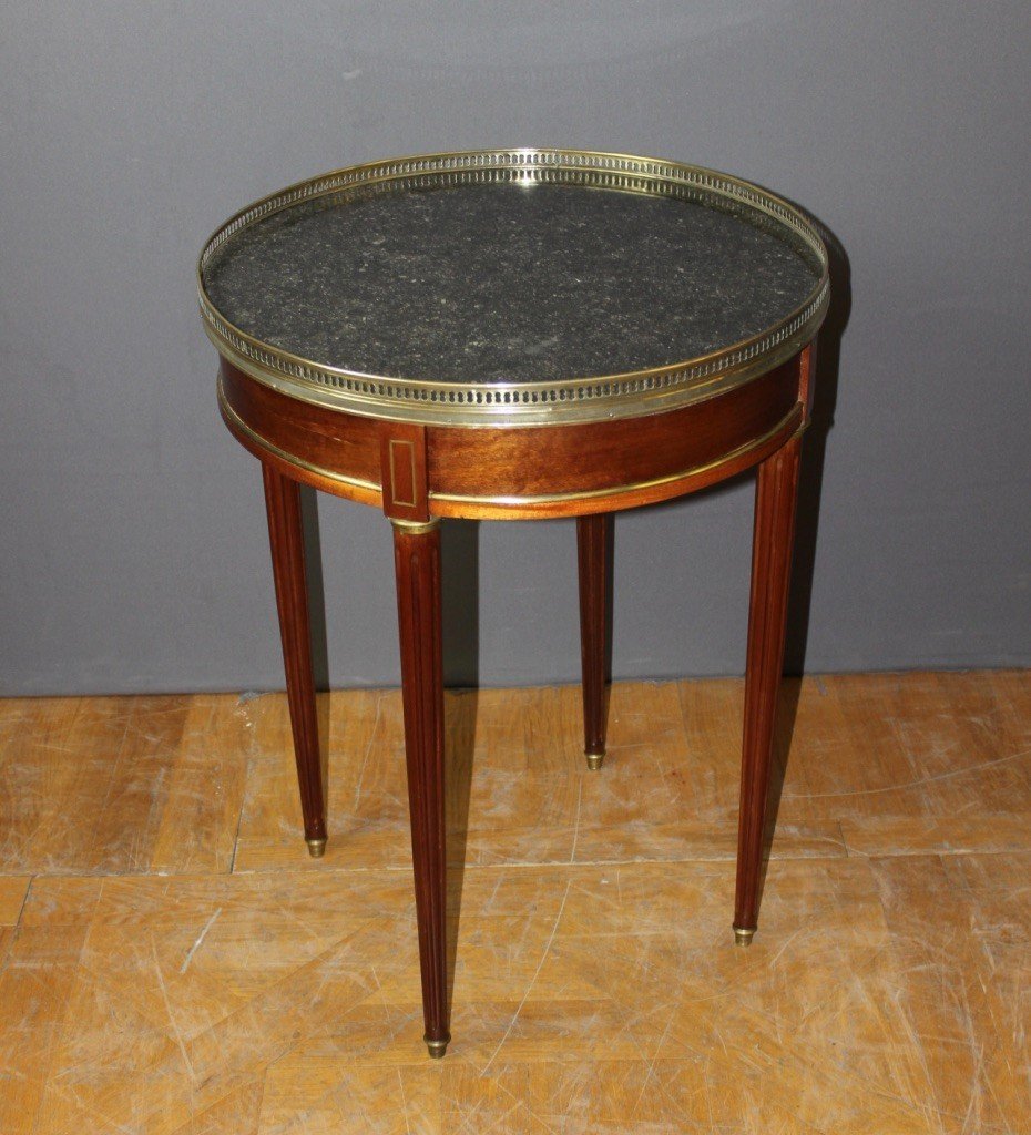 Table Bouillotte Louis XVI En Acajou Et Laiton Vers 1900-photo-2