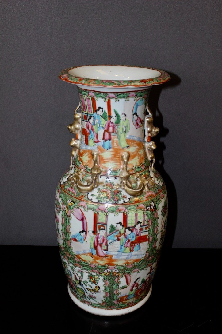 Pair Of Canton Vases Late Nineteenth-photo-2