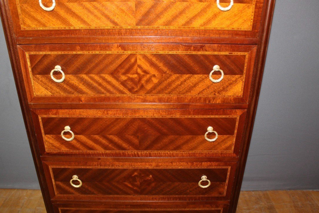 Louis XVI Style Chiffonier In Mahogany And Marquetry Circa 1925-photo-2