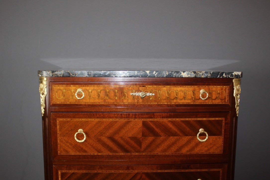 Louis XVI Style Chiffonier In Mahogany And Marquetry Circa 1925-photo-3