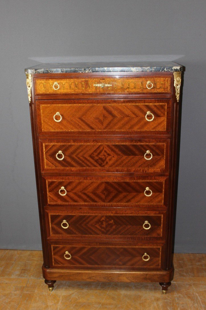 Louis XVI Style Chiffonier In Mahogany And Marquetry Circa 1925-photo-1
