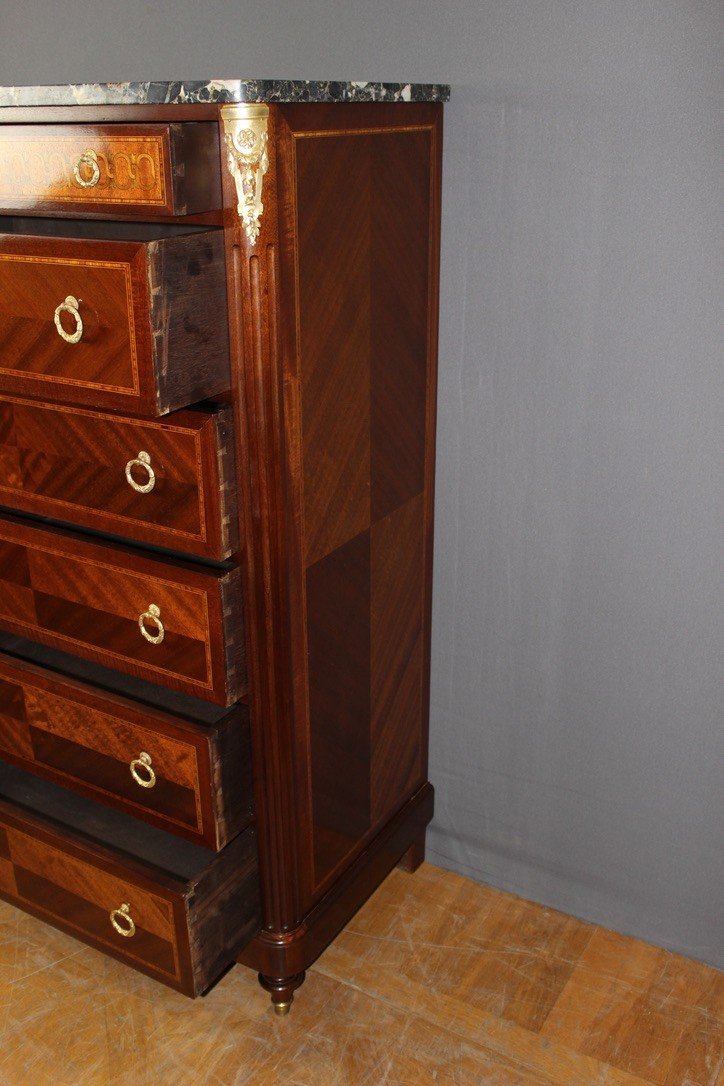 Louis XVI Style Chiffonier In Mahogany And Marquetry Circa 1925-photo-7
