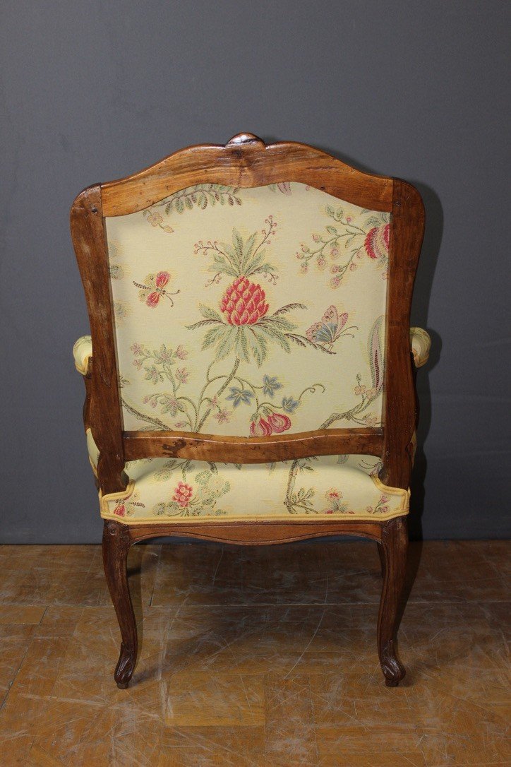 Fauteuil d'époque  Louis XV En Noyer à Dos Plat XVIII-photo-3