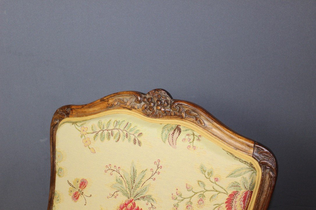 Fauteuil d'époque  Louis XV En Noyer à Dos Plat XVIII-photo-3