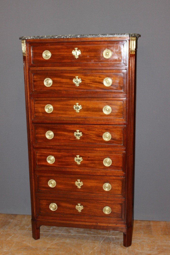 Semainier Louis XVI In Mahogany Late XVIII-photo-1