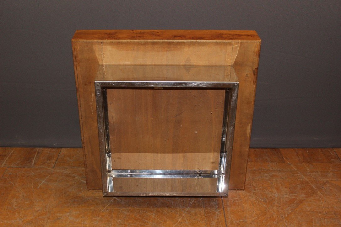 Square Coffee Table In Ash And Stainless Steel Circa 1970-photo-3