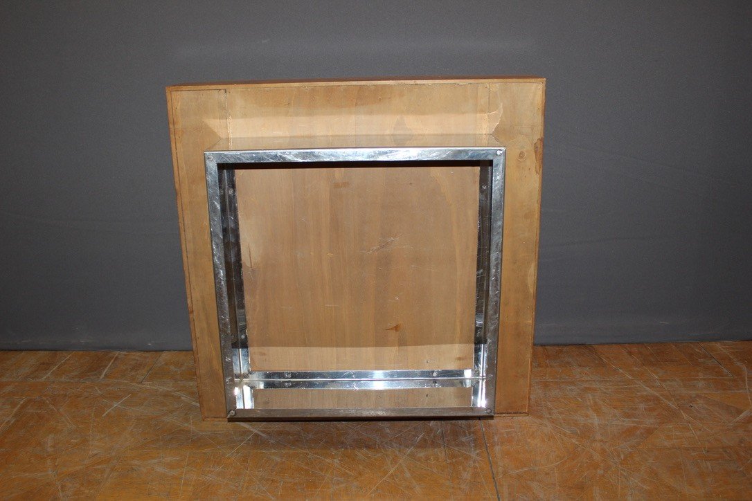 Square Coffee Table In Ash And Stainless Steel Circa 1970-photo-5