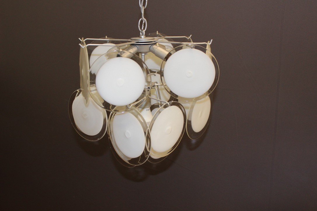 Murano Glass Disc Chandelier Circa 1970-photo-6