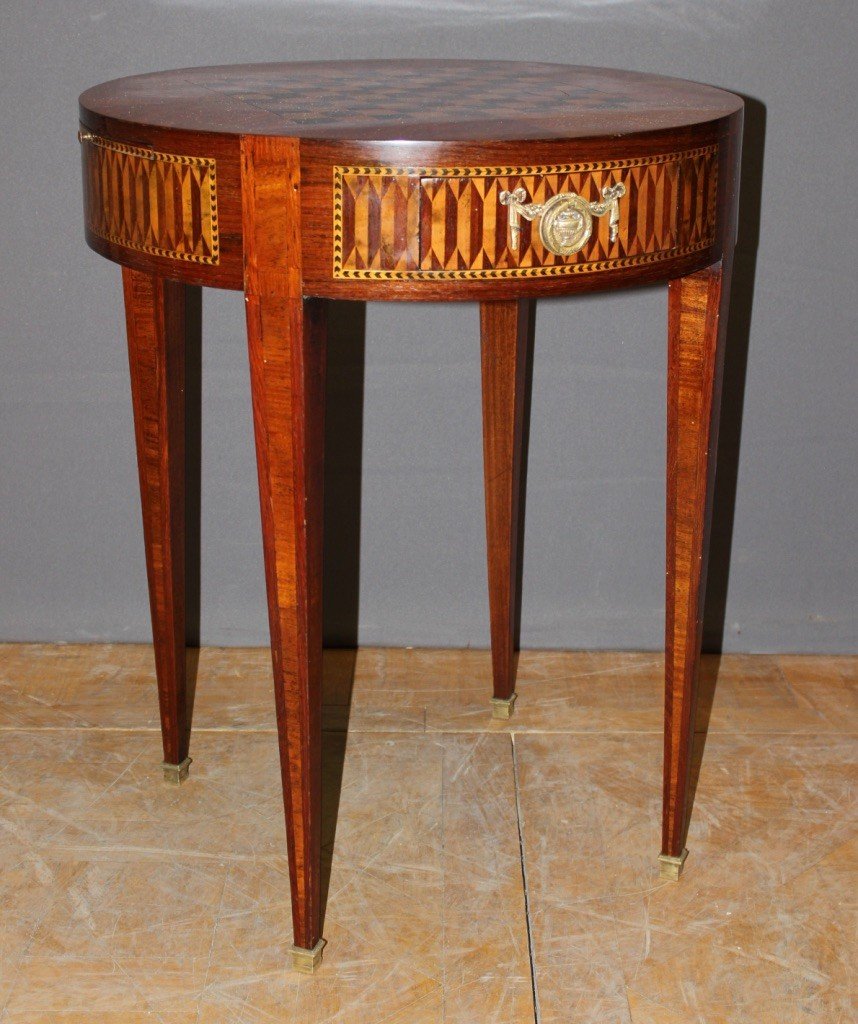 Louis XVI Style Hot Water Bottle Table In Marquetry Around 1900-photo-2