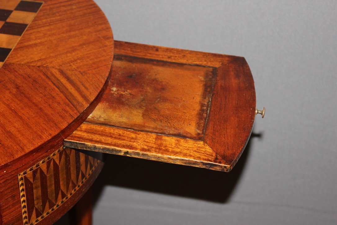 Louis XVI Style Hot Water Bottle Table In Marquetry Around 1900-photo-7