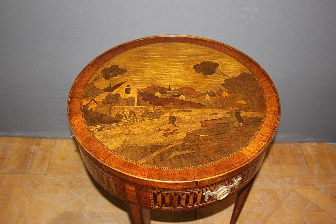 Louis XVI Style Hot Water Bottle Table In Marquetry Around 1900-photo-8