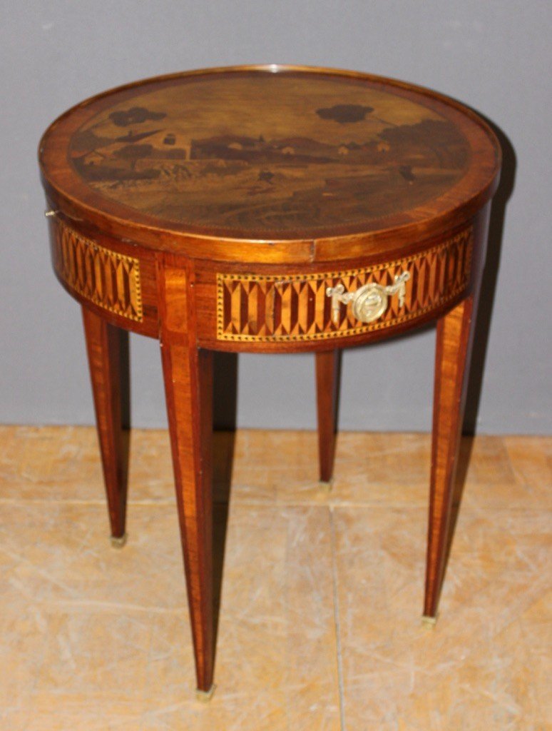 Louis XVI Style Hot Water Bottle Table In Marquetry Around 1900