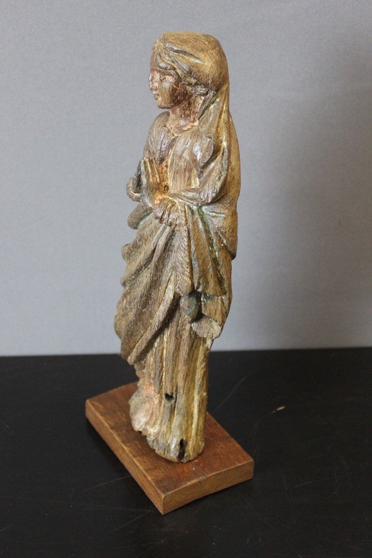 Sculpture De Sainte Catherine d'Alexandrie En Chêne XVIII-photo-3