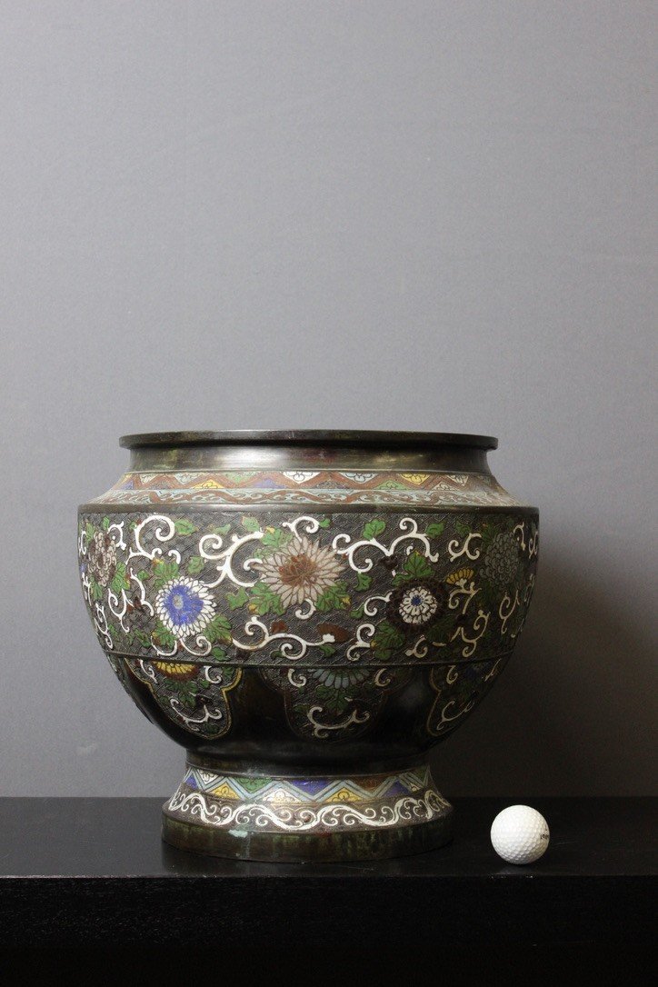 Cloisonne Bronze Plant Pot Japan XIX-photo-4