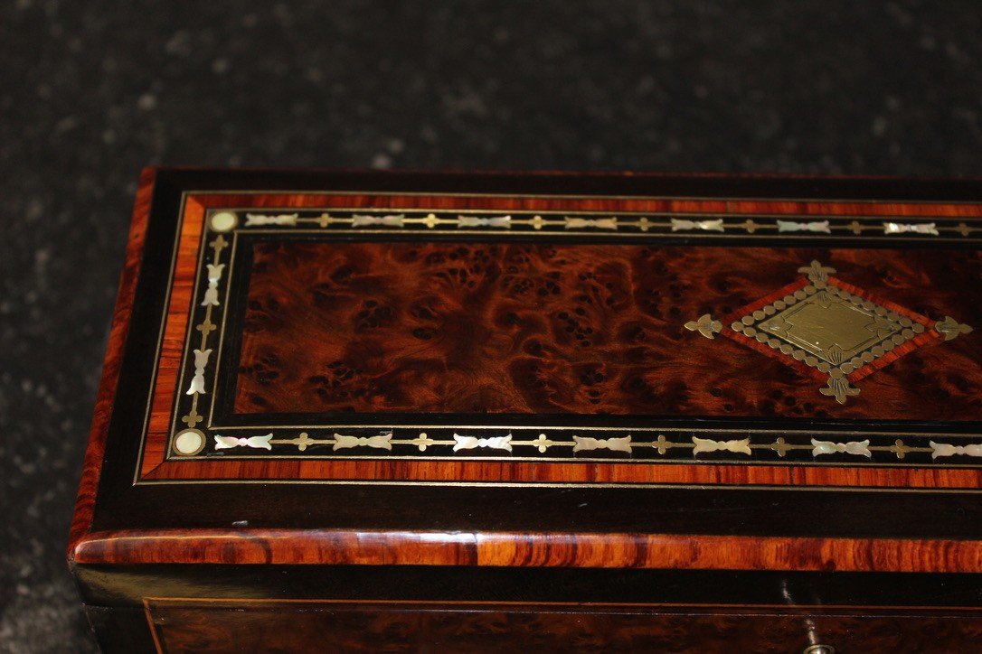 Napoleon III Period Jewelry Box In Marquetry Late 19th Century-photo-2