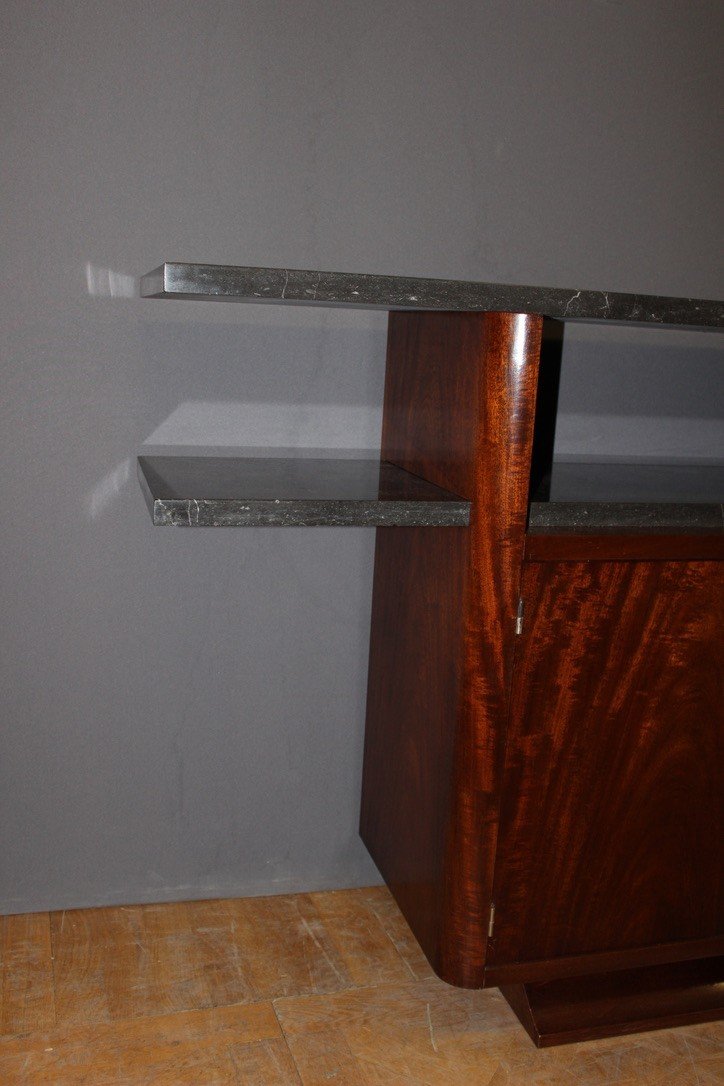 Art Deco Period Console In Exotic Wood And Marble Circa 1930-photo-2
