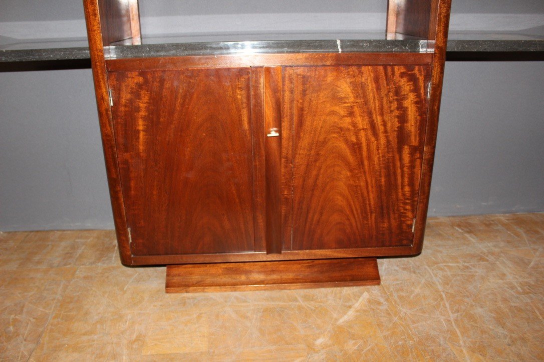 Art Deco Period Console In Exotic Wood And Marble Circa 1930-photo-3