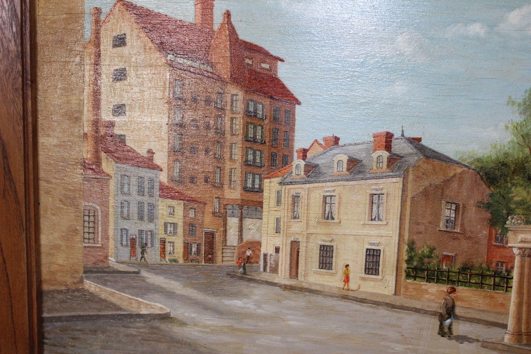 Oil On Panel, Street Lively By Bravo 1944-photo-4