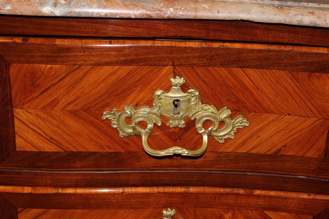 Commode Louis XV En Marqueterie XVIII-photo-6